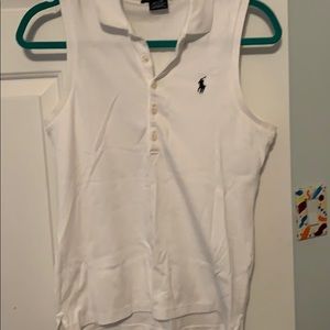 Ralph Lauren sport white sleeveless button down.